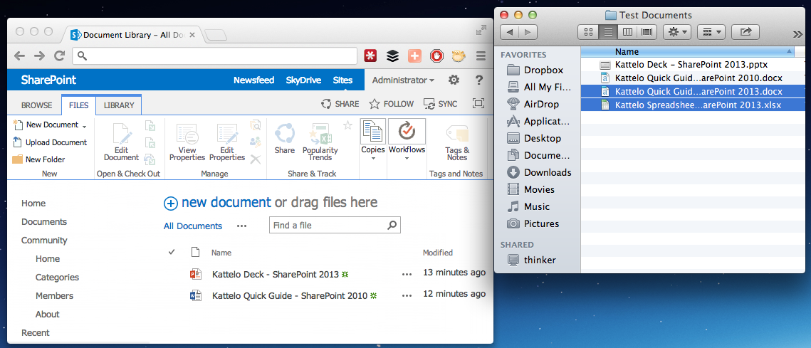 Screen Shot: SharePoint 2013 Upload Multiple Files